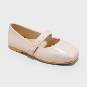 Cat & Jack Elle Ballet Flats Pink Pearl Strap Size 8 Toddler